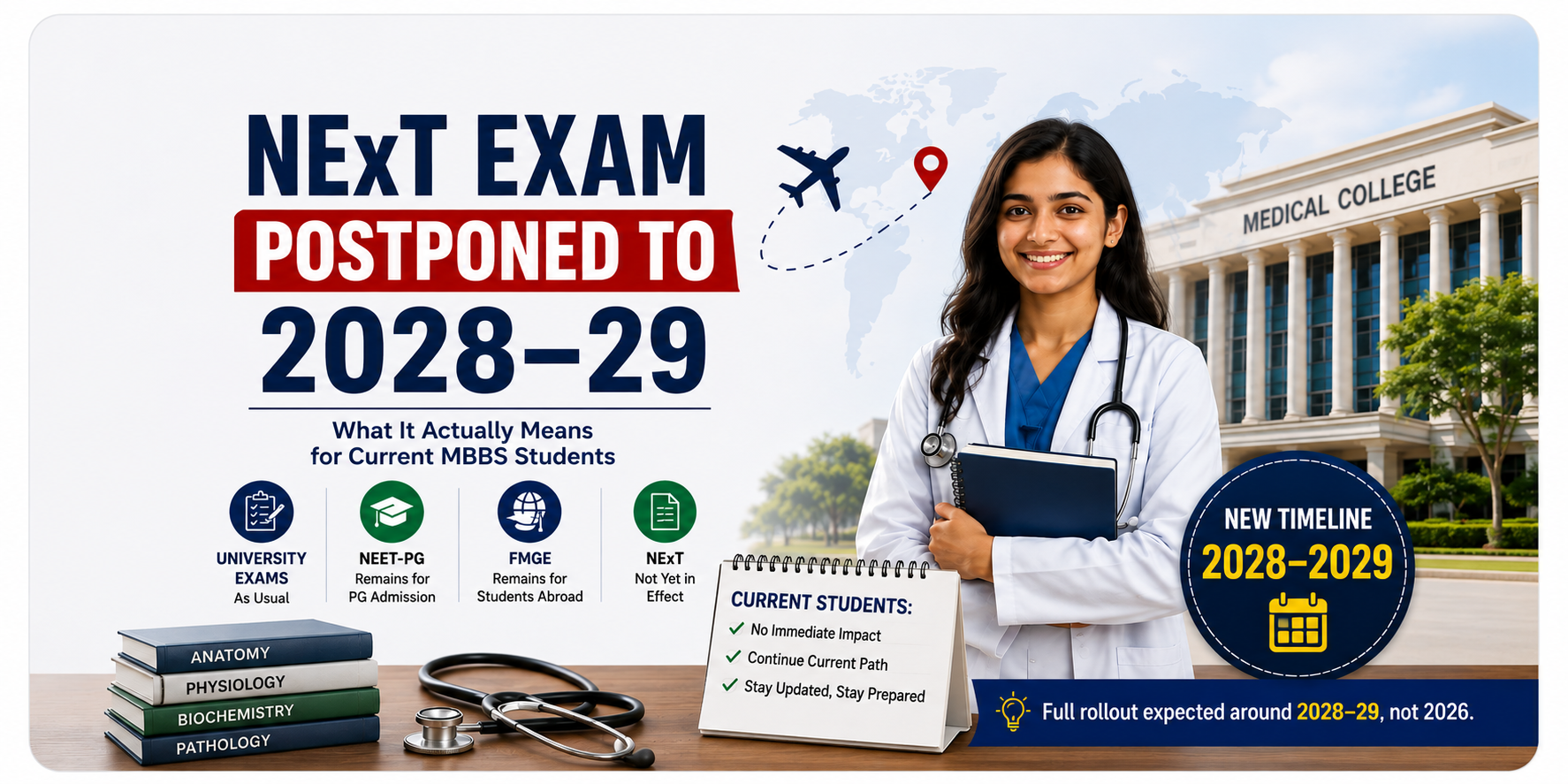 NExT Exam Postponed to 2028–29: What It Actually Means for Current MBBS Students